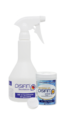 DISIFIN animal  Desinfektionstabs Dose mit 25 Tabs und Sprühflasche