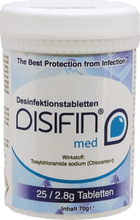 Load image into Gallery viewer, DISIFIN med disinfectant tablets - container with 25 tabs